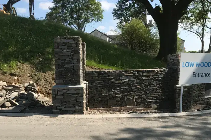 stonework pillar and wall